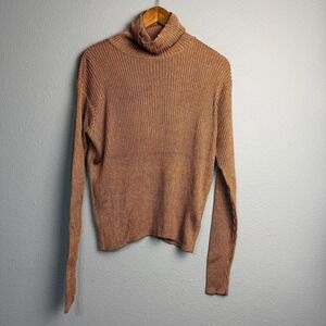 Linda Allard‎ Ellen Tracy Metallic Sparkly Heavyweight Ribbed Turtleneck Sweater